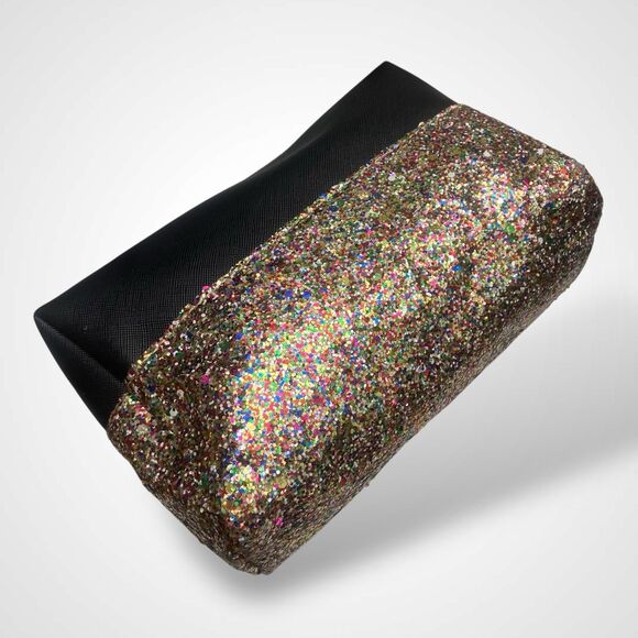 Trina Turk Makeup Cosmetics Bag Travel Pouch Black Multi Glitter 8x5" Glamorous - Picture 6 of 9